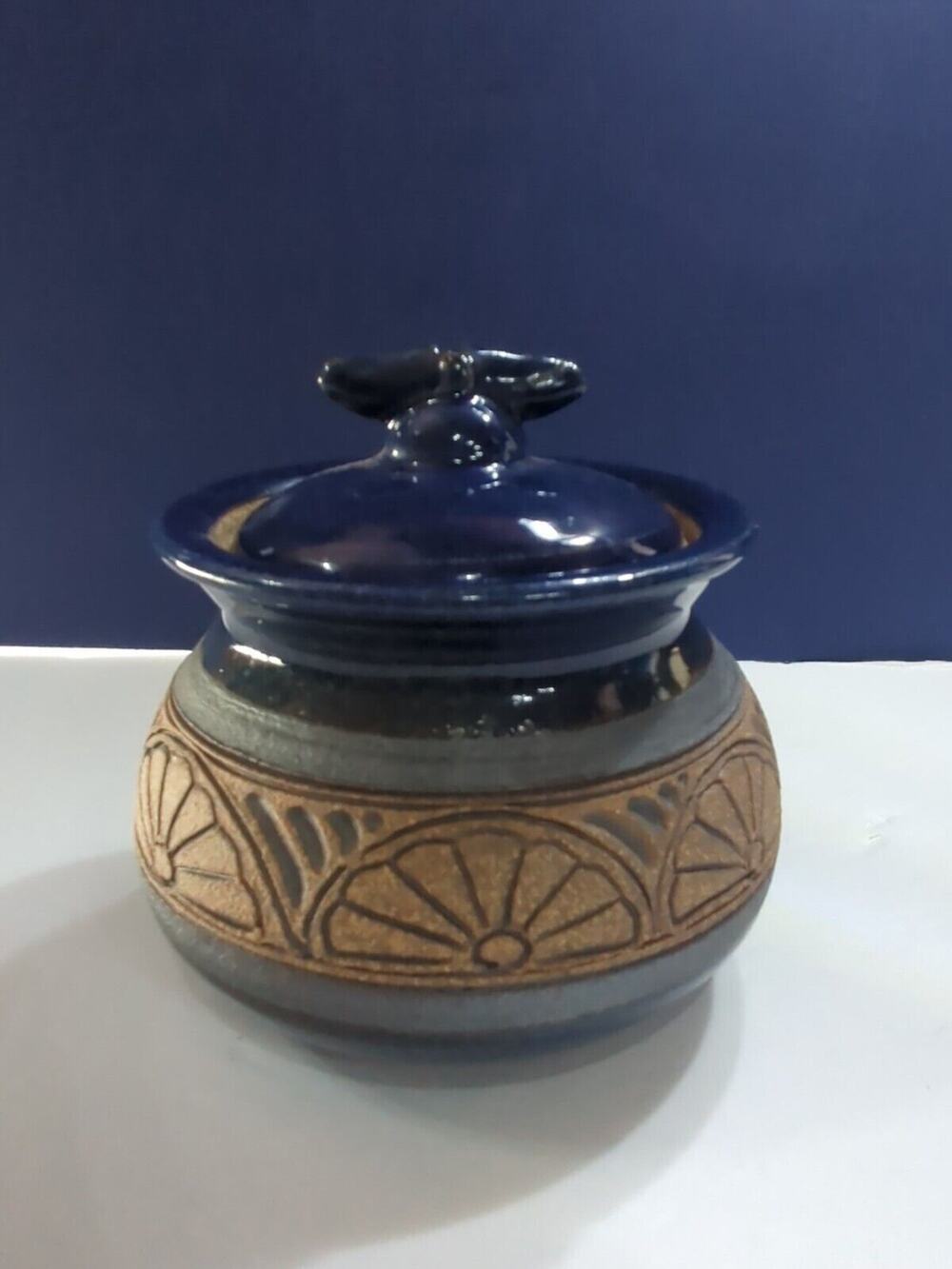 Blaisdell Pottery Rare Pot Dark Blue With Lid‎